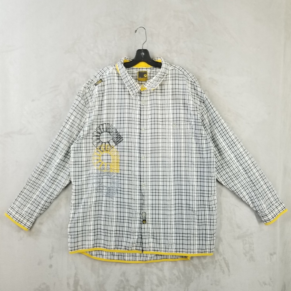 Vtg Akademiks Shirt Men 3XL Plaid Embroidered Logo 100% Cotton‎ Pocket Street